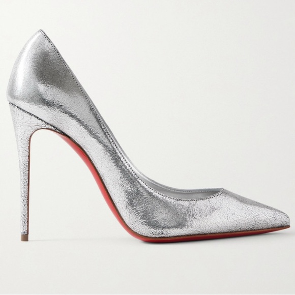 Christian Louboutin Kate 100mm antique silver finish pump stiletto sz 40